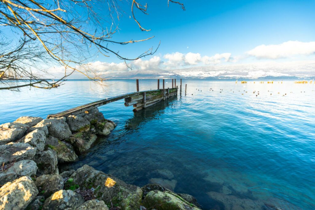 Ponton, hiver, Estavayer-le-Lac