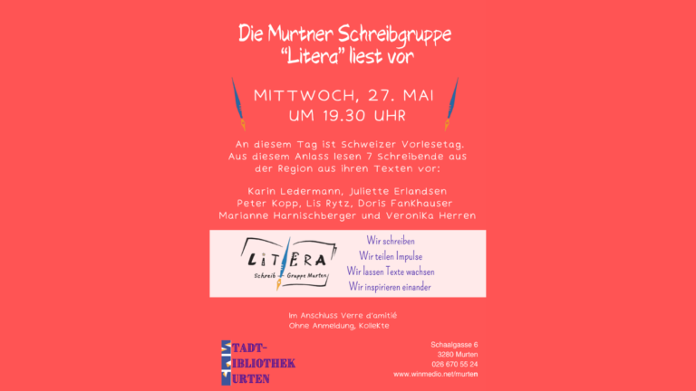 Le cercle littéraire « Litera » de Morat organise une lecture publique